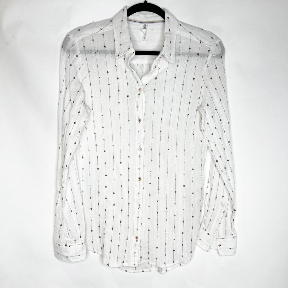 Feather Bone | Sparkle Striped Button Down Shirt - Picture 2 of 6